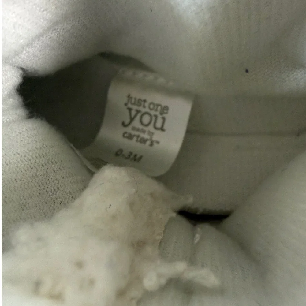 Just One You by Carters Baby Bear Knit Booties Grey Faux Shearling 0-3M